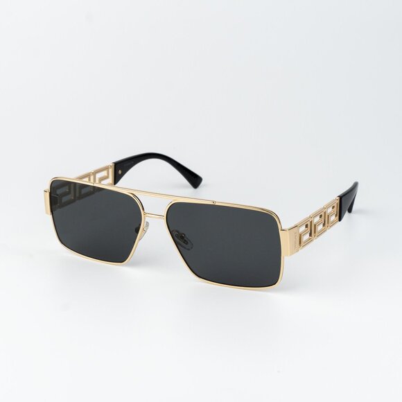 Versace Men Sunglasses Gold Grey Rectangle VE2290 100287 NEW AUTHENTIC - Picture 4 of 11